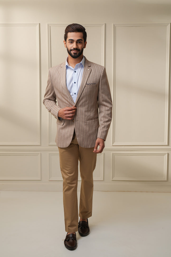The Luxe Striped Brown Blazer