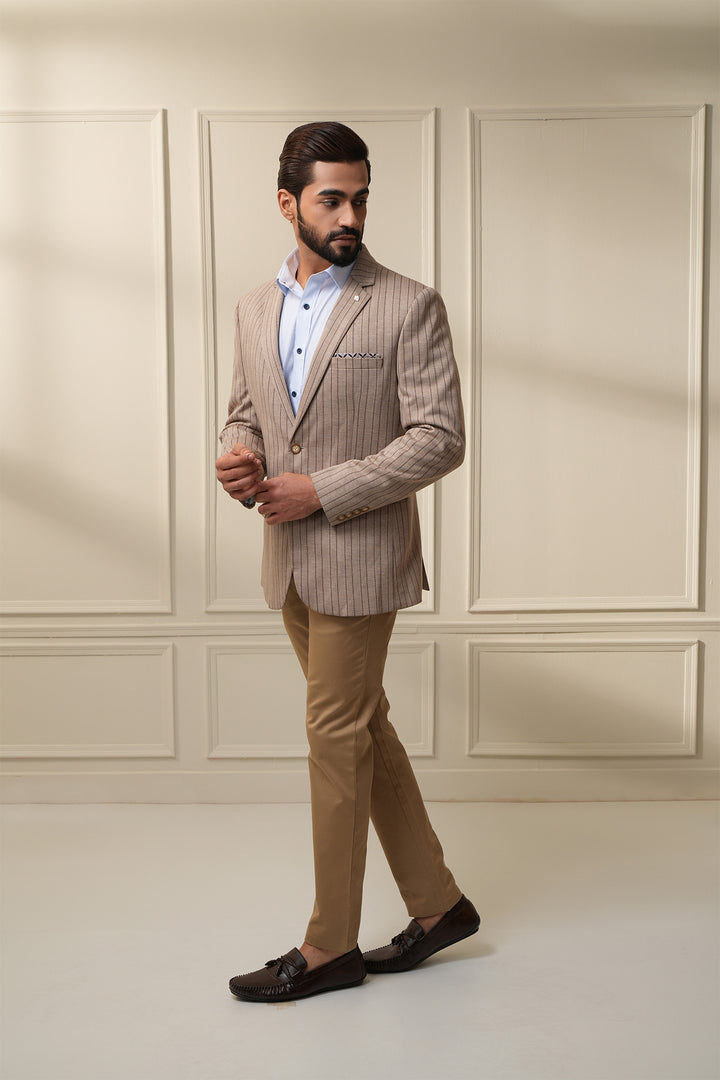 The Luxe Striped Brown Blazer