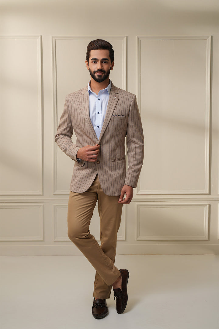 The Luxe Striped Brown Blazer