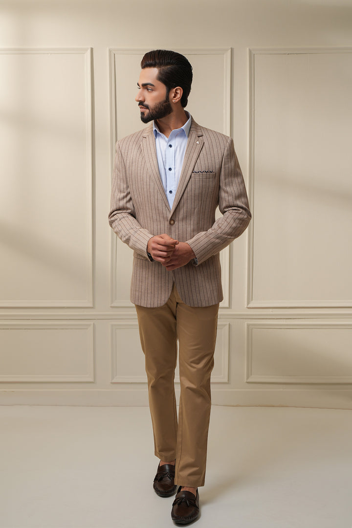 The Luxe Striped Brown Blazer