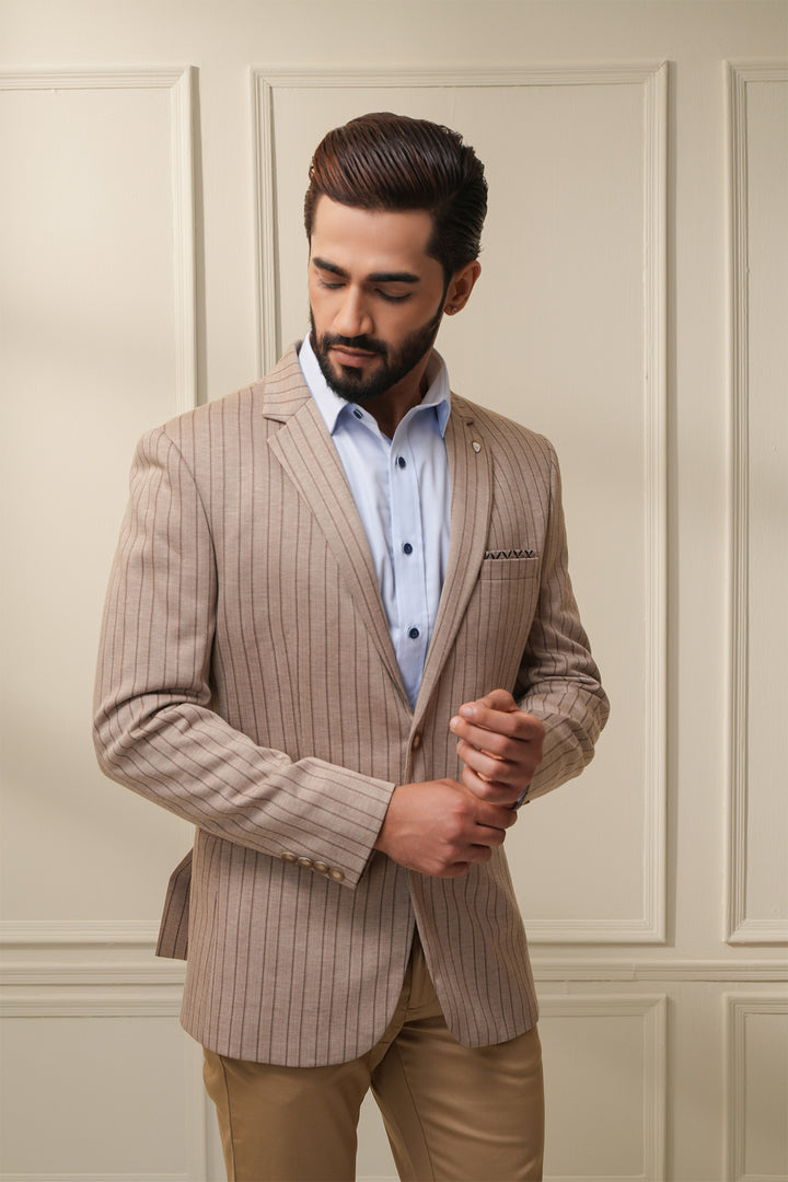 The Luxe Striped Brown Blazer