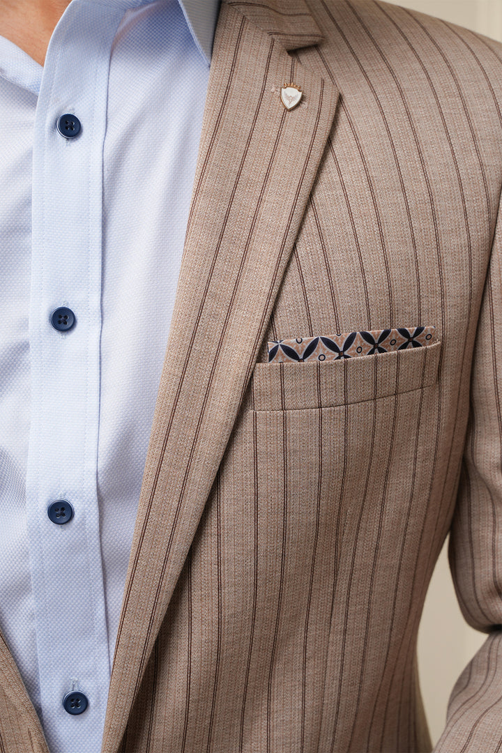 The Luxe Striped Brown Blazer