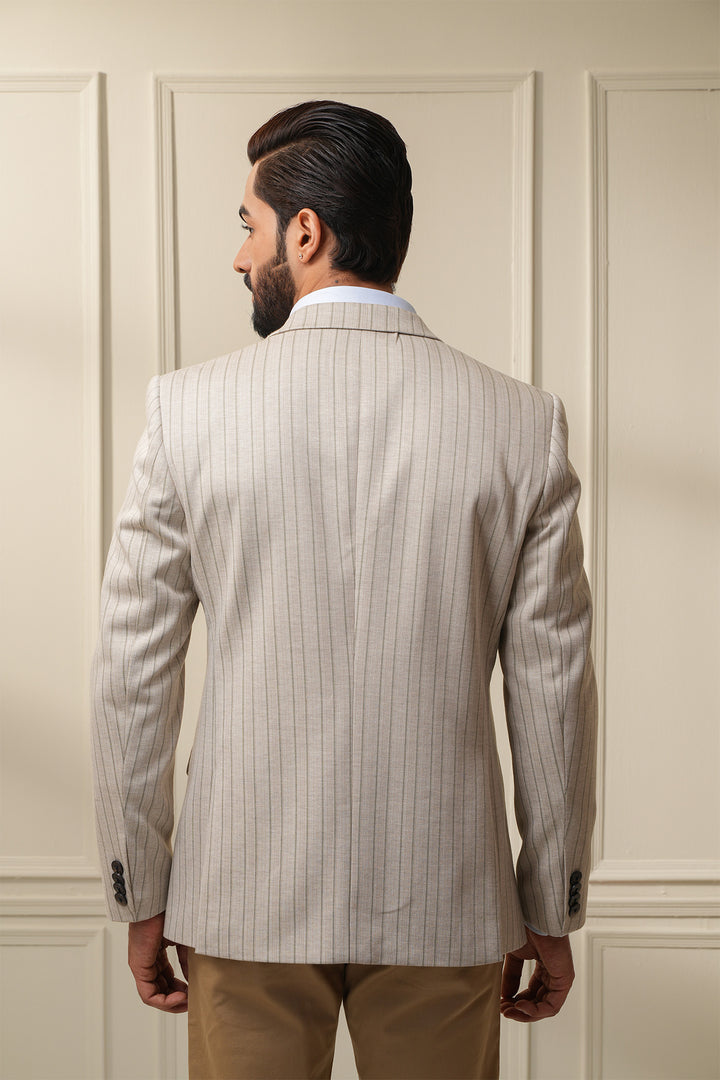 The Luxe Striped Beige Blazer( Color Option Of S No-6)