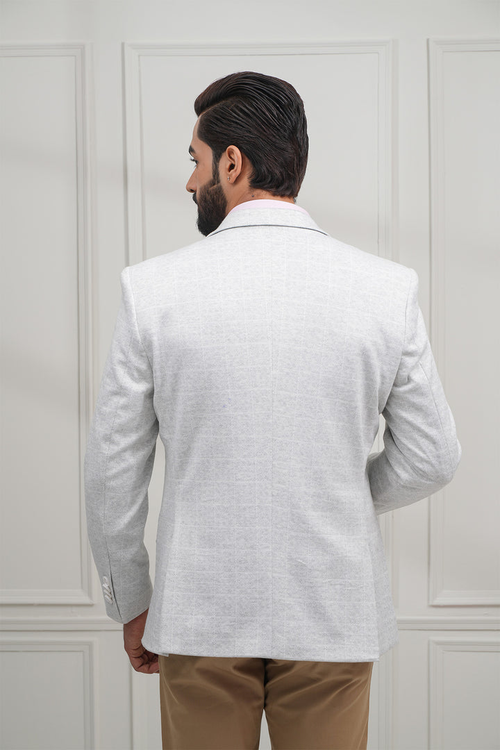 The White Check Knitted Blazer