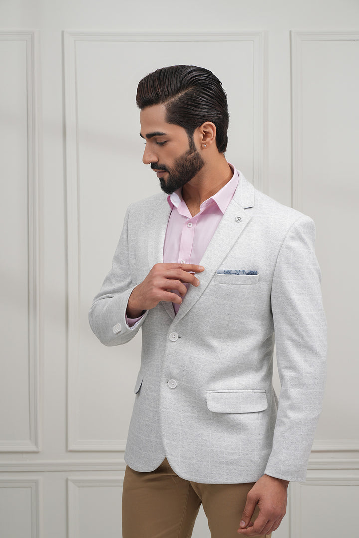 The White Check Knitted Blazer