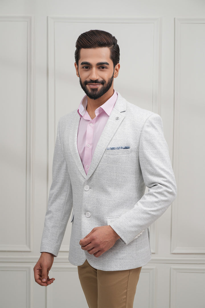 The White Check Knitted Blazer