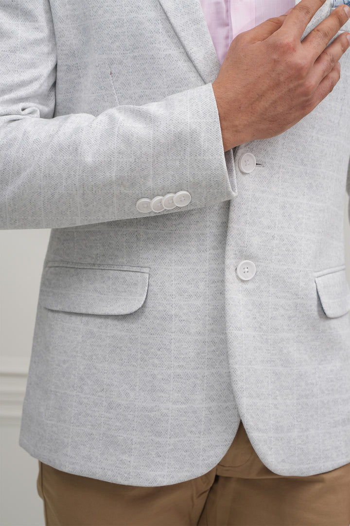 The White Check Knitted Blazer