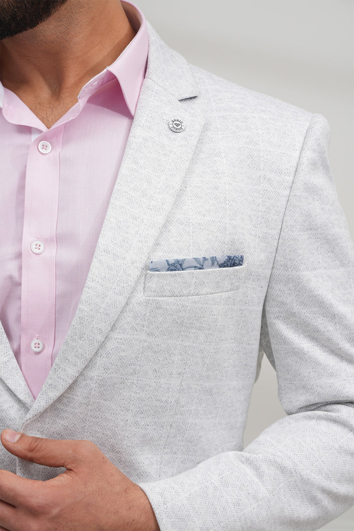 The White Check Knitted Blazer
