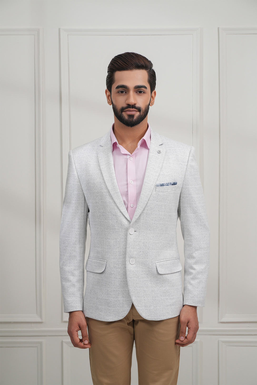The White Check Knitted Blazer