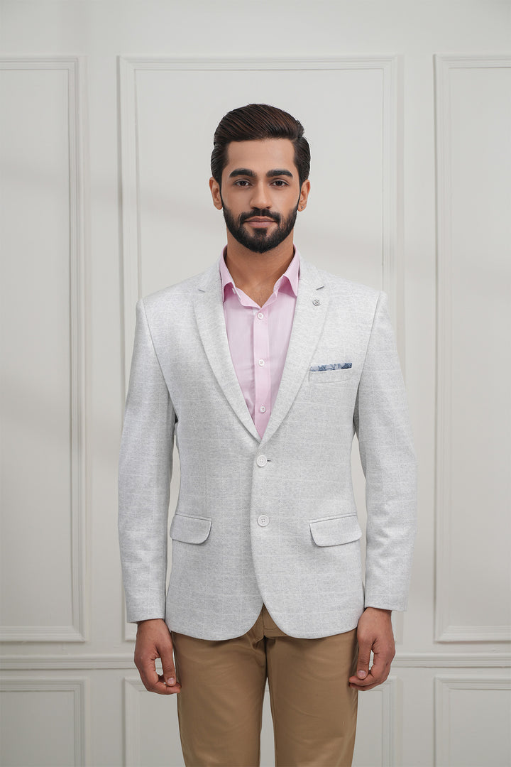 The White Check Knitted Blazer