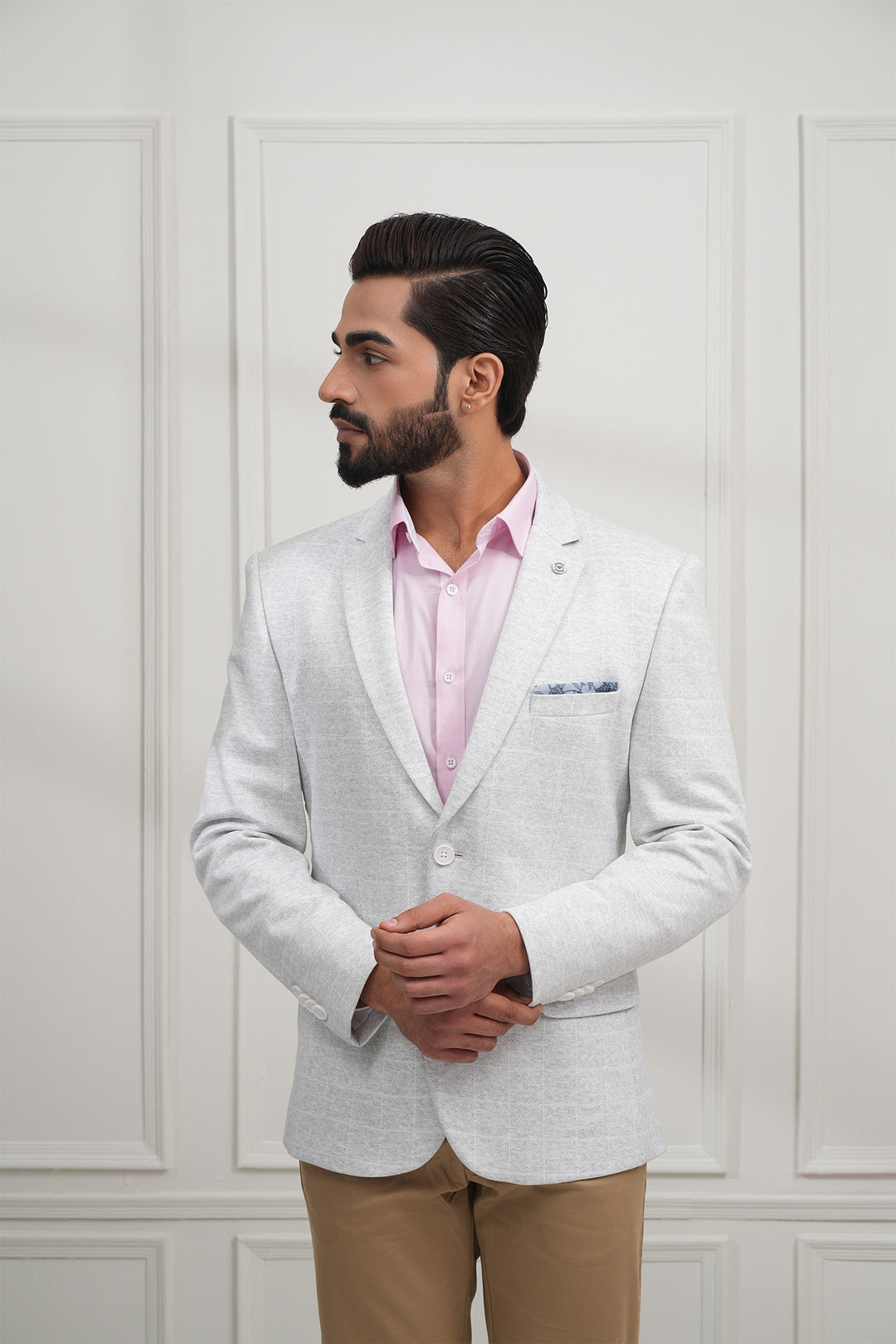The White Check Knitted Blazer