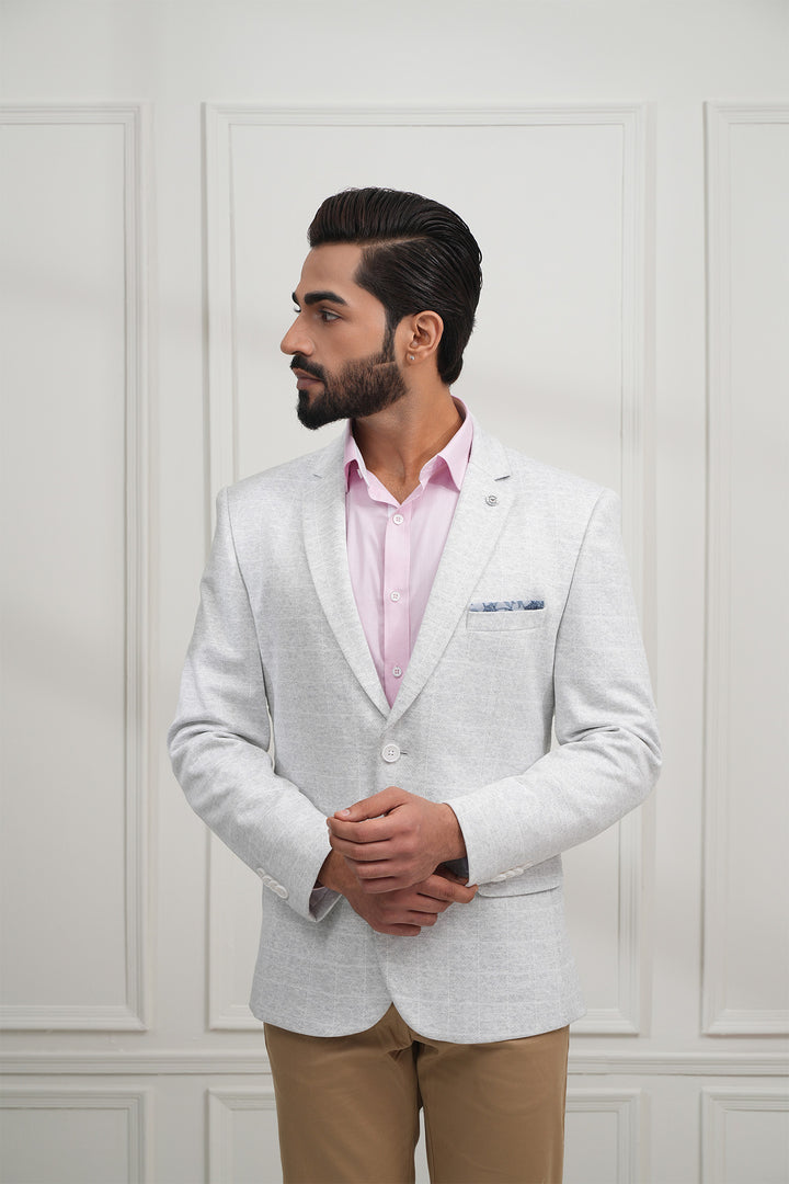 The White Check Knitted Blazer